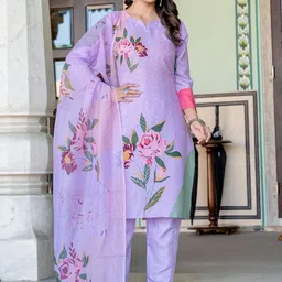 ARADHNA Women Floral Printed Regular Kurta with Trousers & With Dupatta-picture-35