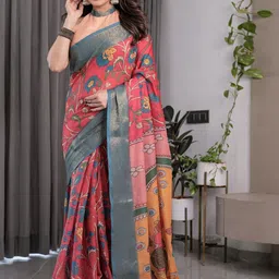 MAHARANI COUTURE Women Floral Pure Cotton Handloom Banarasi Saree-picture-39