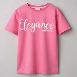 Purple United Kids Girls Typography Printed Round Neck Cotton T-shirt-picture-32