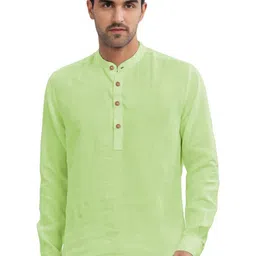 Yugnik Cotton Mandarin Collar Roll-Up Sleeves Straight Short Kurta-picture-14