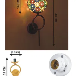 SOMIL Multicoloured Textured Glass Spherical Shaped Wall Lamp image 4