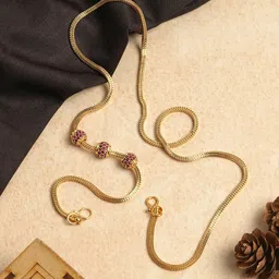 LAFORWORD Gold-Plated American Diamond Studded Mugapu Chain image 4