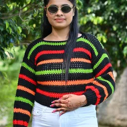 WINDROP SOLUTIONS Women Striped Crop Pullover image 1