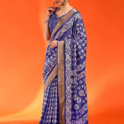 Anouk Rustic Ethnic Motifs Zari Silk Blend Sungudi Saree image 5