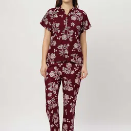 ETC Women Floral Printed Short Sleeves Night suit-image-6