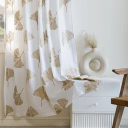 HOMEMONDE Gold-Toned & White Set of 2 Floral Sheer Window image 3