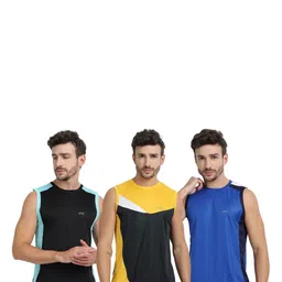FTX Men Pack of 3 Dri-FIT Colourblocked Round Neck T-shirts image 5