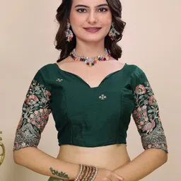 K 5 Fashion Striped Embroidered Poly Georgette Saree image 5