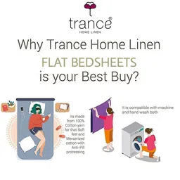 Trance Home Linen Green & Beige Geometric 200 TC Cotton Single Bedsheet Set 1.52m x 2.54m image 4