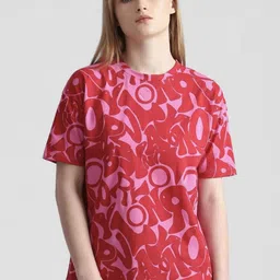 HARPITA Topography Printed Round Neck Drop-Shoulder Sleeves Cotton T-shirt-picture-13