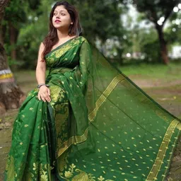 Bengal S Ethnic Motifs Woven Design Zari Saree With Blouse Piece-image-43