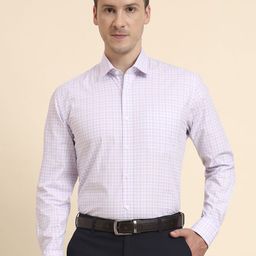 JADE BLUE Men Slim Fit Grid Tattersall Checked Spread Collar Cotton Formal Shirt-picture-11