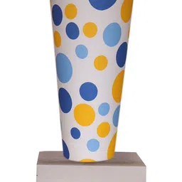 Devansh White Cotton Cylinder Table Lamps With White Square Wood Base image 3