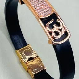 RKB Sales Men Black & Gold-Plated American Diamond Alloy Bracelet-image-89