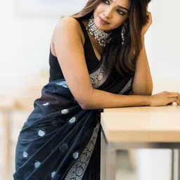 Lyzoo Woven Design Zari Pure Cotton Handloom Saree image 2