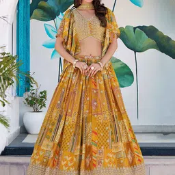 ETHNIC PLUS Embroidered Sequinned Semi-Stitched Lehenga & Unstitched Blouse With Dupatta-picture-41