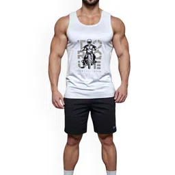 Looks United Men Pack Of 2 Printed Gym Vests 2VST-1021GR-1023WT-M image 4