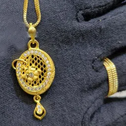 Anshenterpris Gold-Plated Circular Pendant With Chain-picture-30