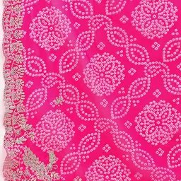 Mitera Bandhani Printed Embroidered Bandhani Saree with Blouse Piece image 5