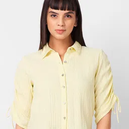 IZEL Women Self Design Lace-Up Shirt Style Casual Top-image-27