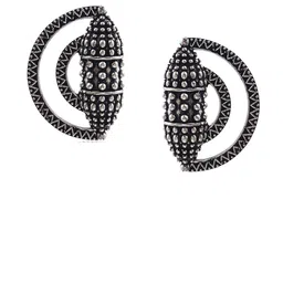 NAMAN ARTS Set Of 3 Silver-Plated Artificial Beaded Oxidised Dome Shaped Jhumkas image 5