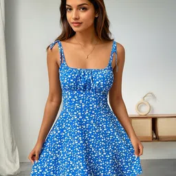 CORSICA Floral Print Fit & Flare Mini Dress-picture-35