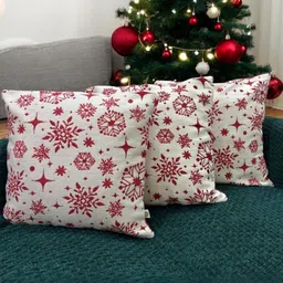 LUSHLYF White & Red Ethnic Motifs Velvet Square Cushion Covers image 5