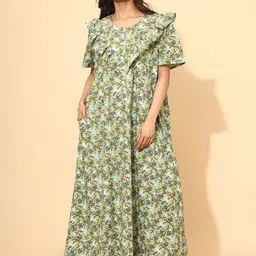 YELLOW BLOOM Pure Cotton Printed Maxi Nightdress-picture-20