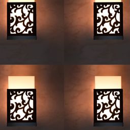 Gojeeva Black 4 Pieces Textured Contemporary Cylindrical Shaped Wooden Wall Lamp-picture-13