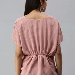 SHOWOFFFF Striped Kimono Sleeve Crepe Kaftan Top image 4