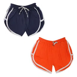 MINIMAMA Kids Pack Of 2 Colourblocked Mid-Rise Cotton Hot Pants Shorts-picture-21