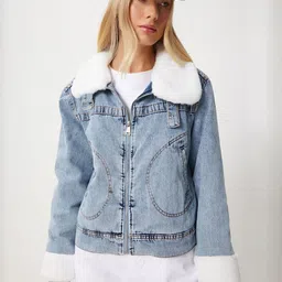 Happiness istanbul Cotton Crop Denim Jacket image 1