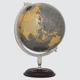 royaloak Decorative World Globe Aluminum Frame Wooden Base image 4