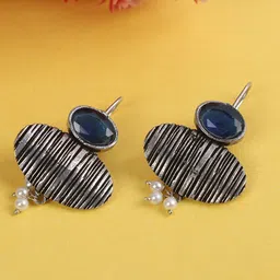 PUJVI Artificial Stone Studded & Beaded Geometric Studs-picture-20