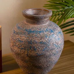 HABERE INDIA Pink & Blue Textured Flower Vase-image-42