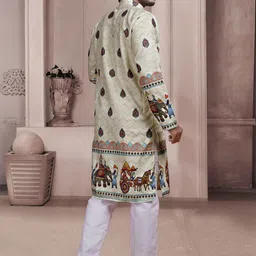KURTA WALLAH Men Geometric Printed Thread Work Floral Kurta image 4