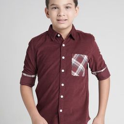 UNDER FOURTEEN ONLY Boys Comfort Fit Textured Spread Collar Cotton Casual Shirt-picture-21