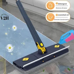 upkaranwale Blue 360 Rotating Head Self-Wringings Mop With Scraper image 5