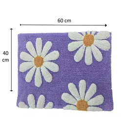 Aura Blue & White Printed Cotton Bath Rug image 2