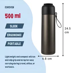 iSWEVEN Black Single Stainless Steel Solid Double Wall Vacuum Water Bottle-picture-38