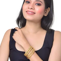 Shining Jewel - By Shivansh Set of 4 Gold-Plated Bridal Traditional Bangles image 4