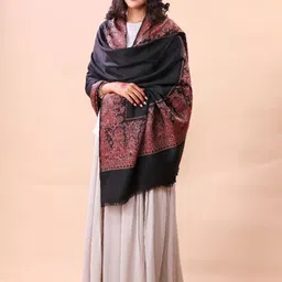 THE SHAWL STUDIO Ethnic Motifs Woven Design Darbar Border Kani Woollen Shawl-picture-21