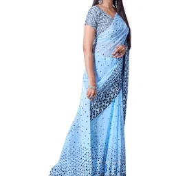 GHAN SALS Geometric Print Baluchari Saree with Unstitched Blouse Piece image 3