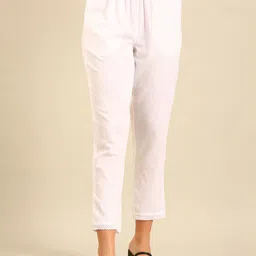De Moza Women Mid-Rise Cotton Cropped Cigarette Trousers-image-52