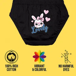 NUSYL Girl Pack Of 4 Bunny & Kitty Printed Pure Cotton Basic BriefsNUGCBRFPO4.0012 image 3