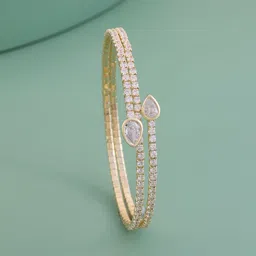 Kushal's Fashion Jewellery Gold Plated Zircon Studded Kada Bangle-picture-21