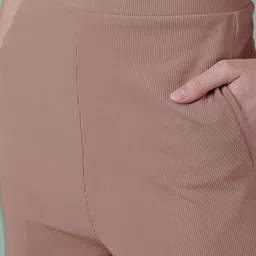 Moda Rapido Womens Brown Polyester Solid Round Neck Top And Trousers Co-ords image 3