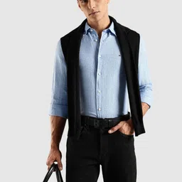 Tommy Hilfiger Men Solid Button-Down Collar Linen Regular Fit Casual Shirt-picture-28