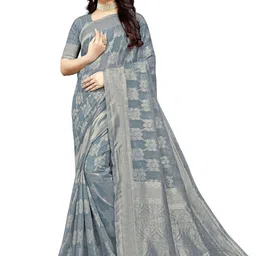 Florence Ethnic Motifs Woven Design Zari Pure Cotton Banarasi Saree-picture-32