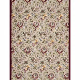 Clasiko Beige And Maroon Floral Cotton 8-Seater Table Cover image 5